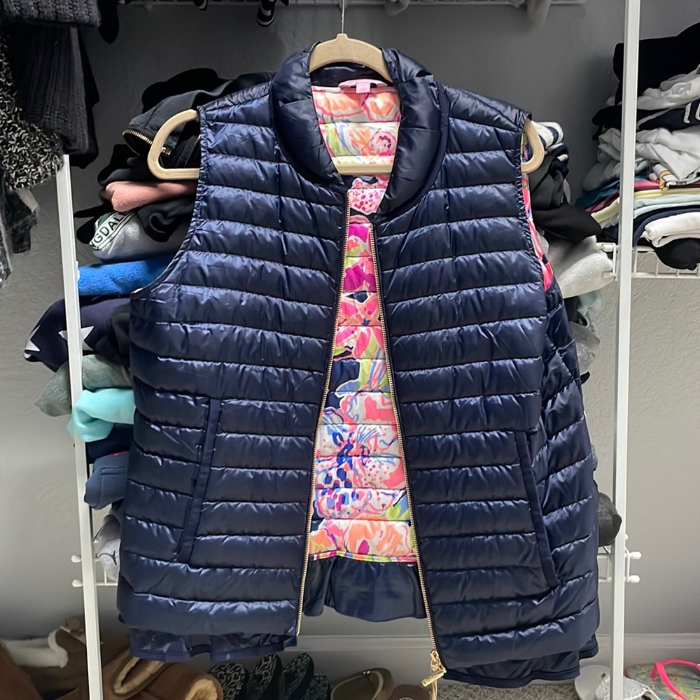 Navy blue Lilly Pulitzer Vest with ruffles